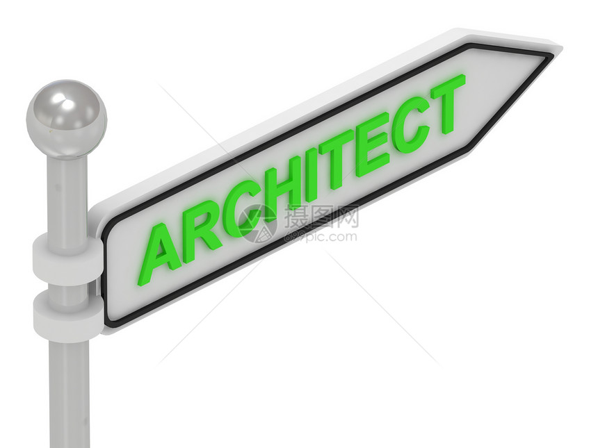 箭头指针上的 Architect 词图片