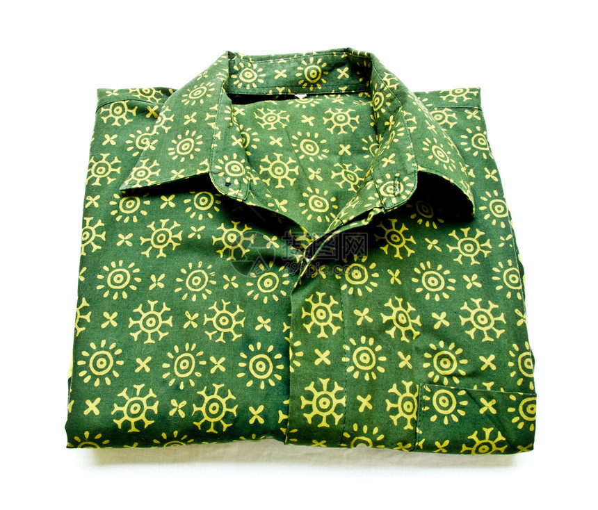 从日惹的白色背景中 被隔离的绿色蝙蝠衬衫织物艺术线条墙纸蜡染纺织品漩涡艺术品棉布图片