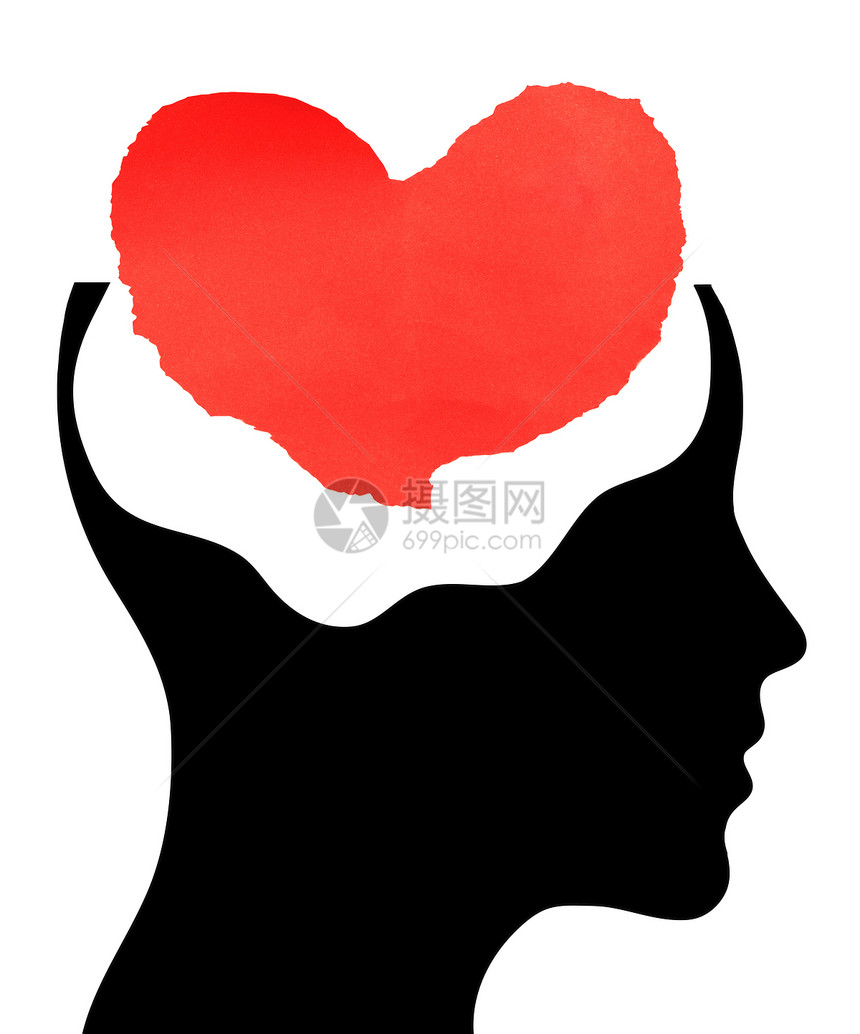 与人头相爱的概念男性思维想像力创造力智力红色男人插图头脑图片