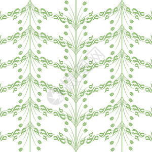 无缝花纹白色叶子墙纸装饰条纹绘画插图绿色创造力背景图片