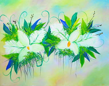 花朵背景艺术娱乐叶子绘画画像插图绿色水彩矢量背景图片