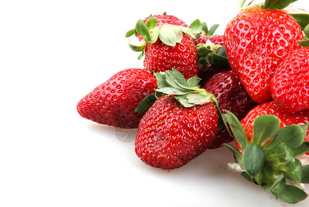 新鲜红草莓叶子树叶农作物食物浆果水果背景图片