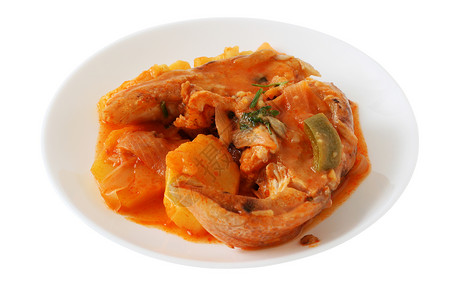 盘子上的鱼炖鱼片海洋餐巾饮食土豆食物午餐沙拉国家海鲜背景图片