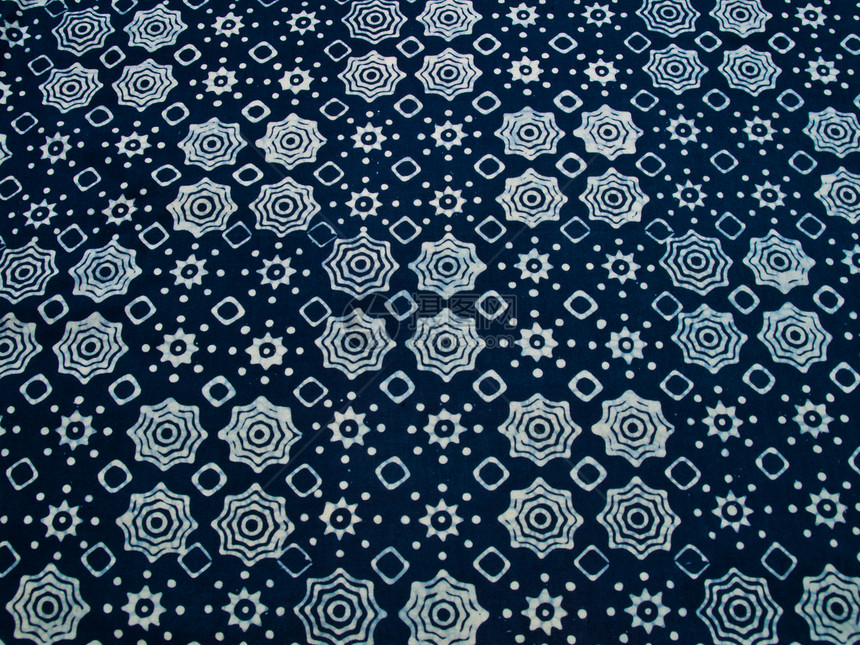 蓝棒织物 Yo背景的复解模式纺织品艺术品蜡染衬衫蓝色星星墙纸白色棉布艺术图片
