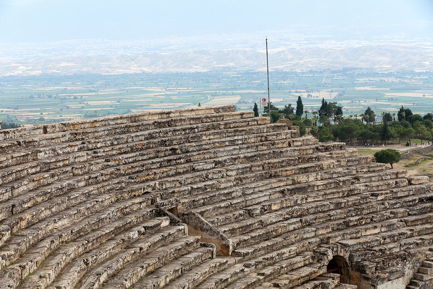 土耳其Pamukkale地区Hieropolis的剧院废墟考古学历史古物旅游纪念碑火鸡神话国家文化遗产图片