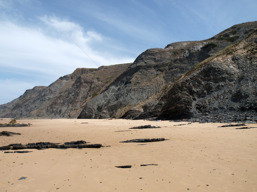 葡萄牙阿尔加夫附近岩石场景支撑海滩海岸线旅行悬崖海岸海洋图片