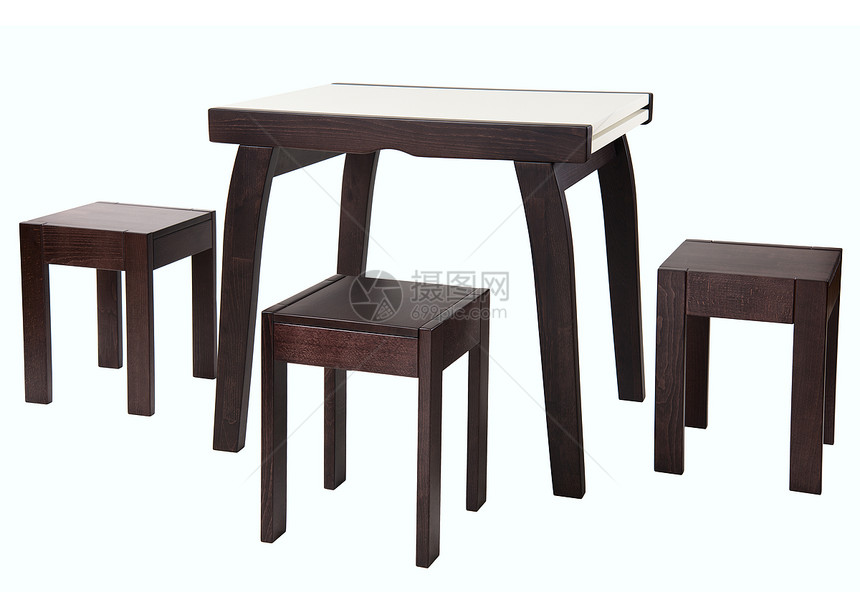 木制表格家政家具桌子白色装修木材器具桌面棕色剪裁图片