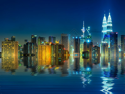 吉隆坡 马来西亚蓝色建筑城市市中心旅行吸引力高楼反射瓜拉商业背景图片