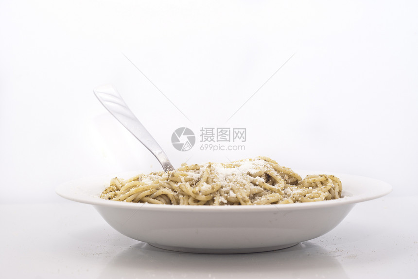 意大利面条和粉美食烹饪反射菜单盘子香草午餐树叶餐厅香蒜图片