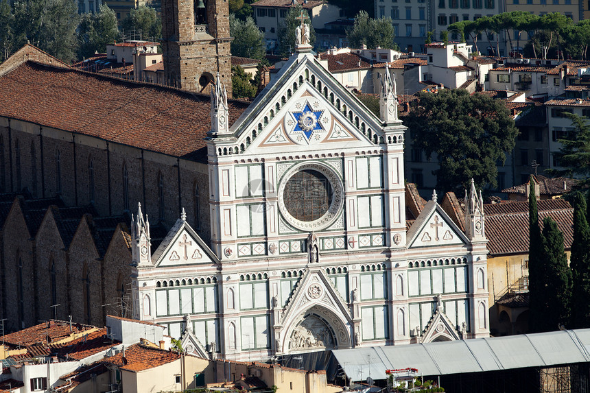 佛罗伦萨 圣克鲁斯的风景圆顶城市地标教会全景天炉大教堂建筑学场景图片