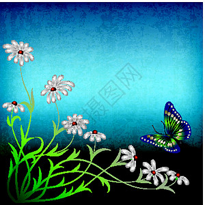 用鲜花和蝴蝶作抽象插图背景图片