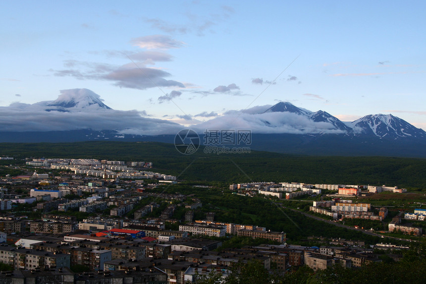 城市和伏尔卡诺岩石公园假期顶峰建筑物航程全景旅游火山太阳图片