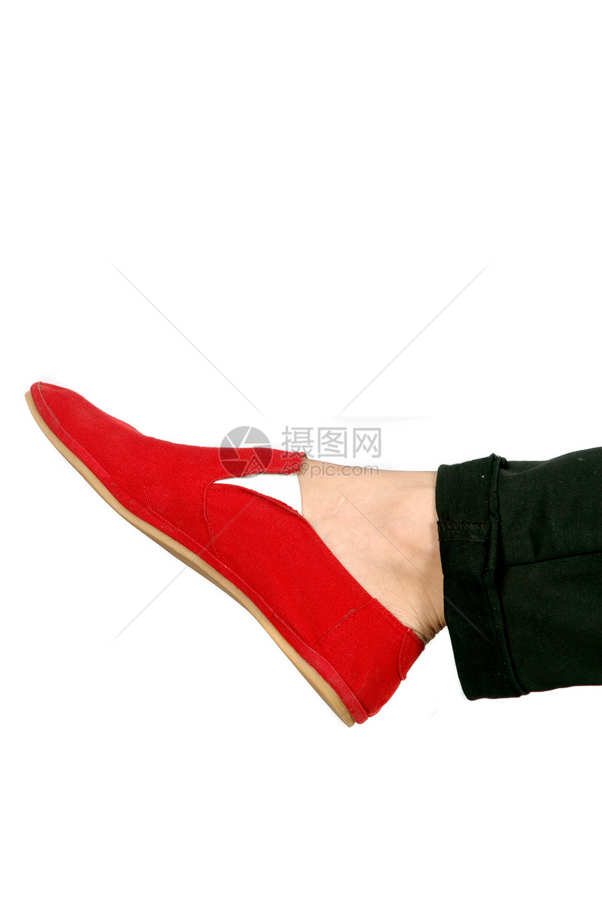 1个红运动鞋跑步衣服反射橡皮蕾丝女士休息美丽织物培训师图片