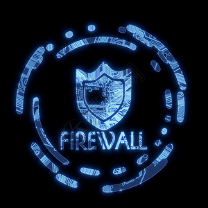 计算机芯片上的闪光蓝色照明弹防火墙符号背景图片