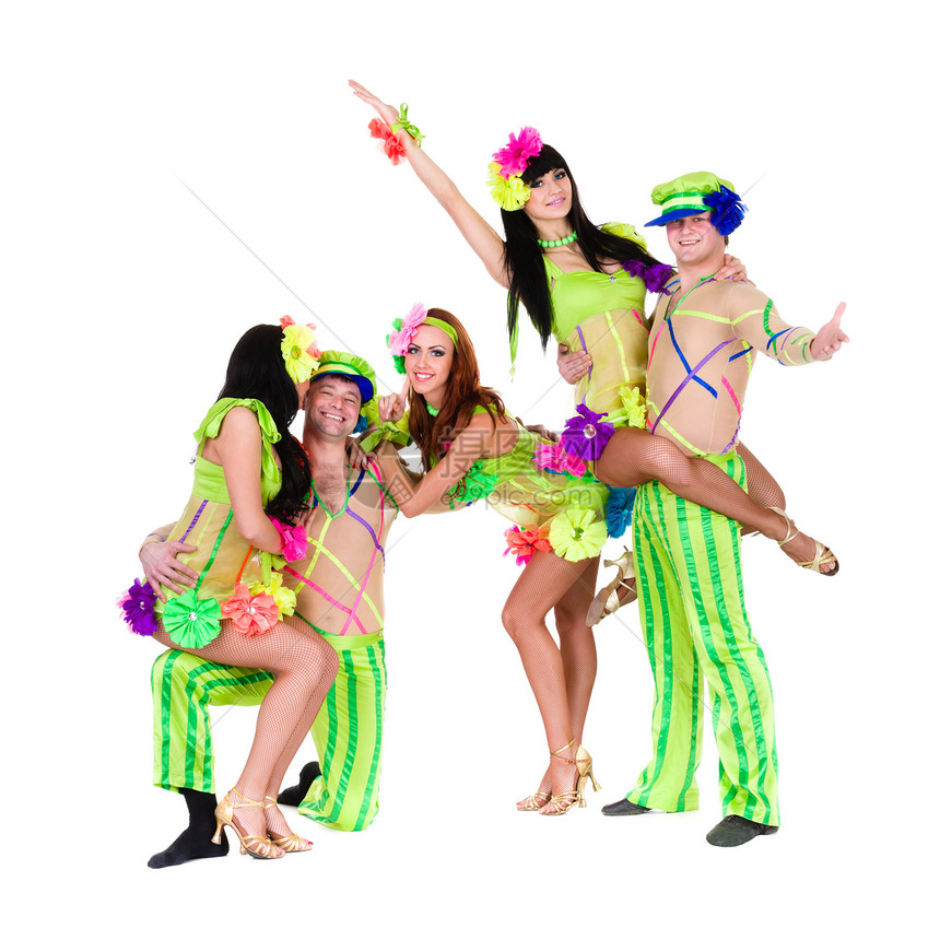 穿着乌鲁拉尼民族服装的舞蹈队灵活性乐趣体操服饰男性女孩姿势女性朋友们团体图片