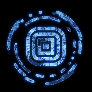 计算机芯片上的光化蓝色照明耀斑视像磁盘符号背景图片