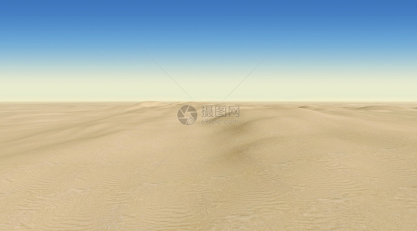 蓝色天空背景的沙漠中图片