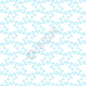 无缝花纹圆形风格织物墙纸装饰蓝色裙子材料白色叶子背景图片