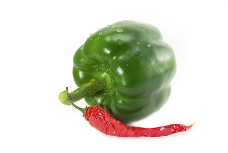 白上隔离的胡椒和辣椒辣椒蔬菜活力美食健康食物绿色背景图片