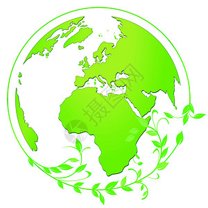 绿色地球图标回收世界植物环保生态背景图片