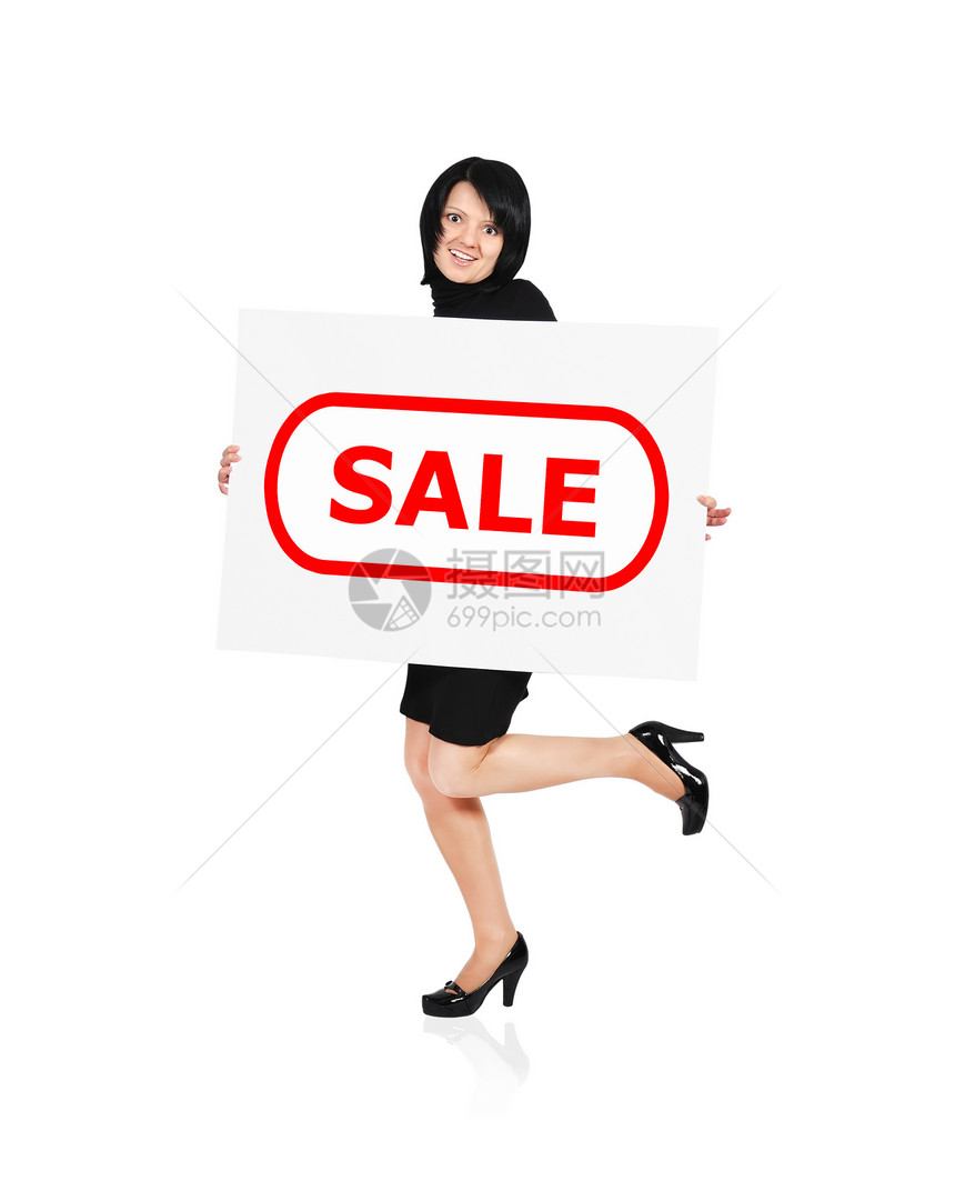 销售横幅床单女性微笑价格广告牌广告商业木板女孩图片