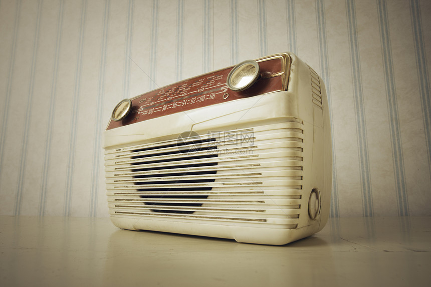 旧无线电台乡愁风格扬声器回忆收音机听力拨号频率复兴复古图片
