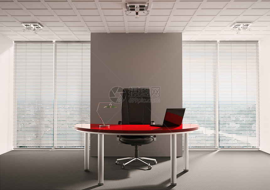 现代办公室内部椅子地面红色职场摆设笔记本扶手椅房间家具灰色图片