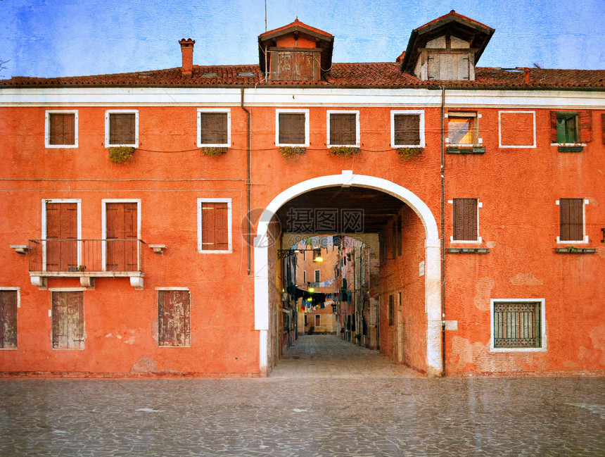 意大利的威尼斯老院子 用旧颜色图像风格的Photo房子住宅旅行历史阳台情人建筑学汽艇蜜月艺术图片