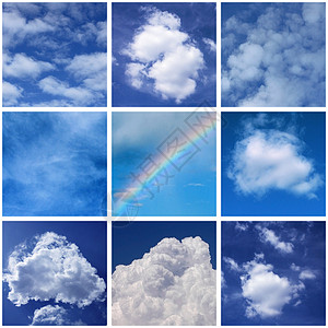 云蓝色彩虹白色正方形天气多云马赛克背景图片