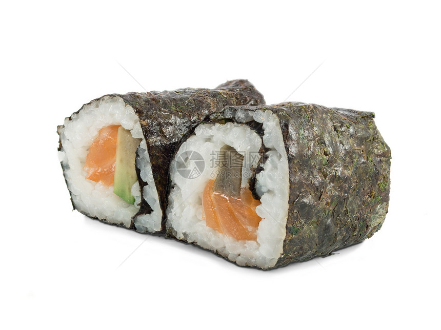 白色背景的两条寿司图片