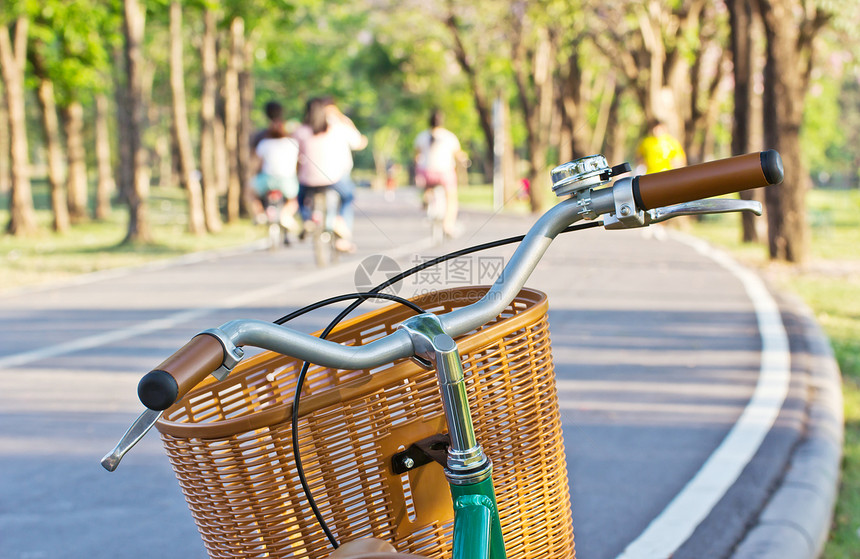 公园的自行车保健团体女性运动小路女士锻炼男人花园街道图片