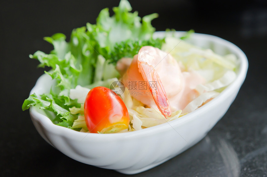 海鲜沙沙拉美食红色绿色奶油白色沙拉蔬菜图片