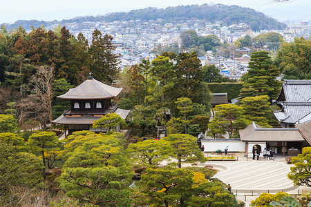 银阁寺  日本京都寺庙历史性花园遗产建筑文化世界遗产国家遗址景点背景