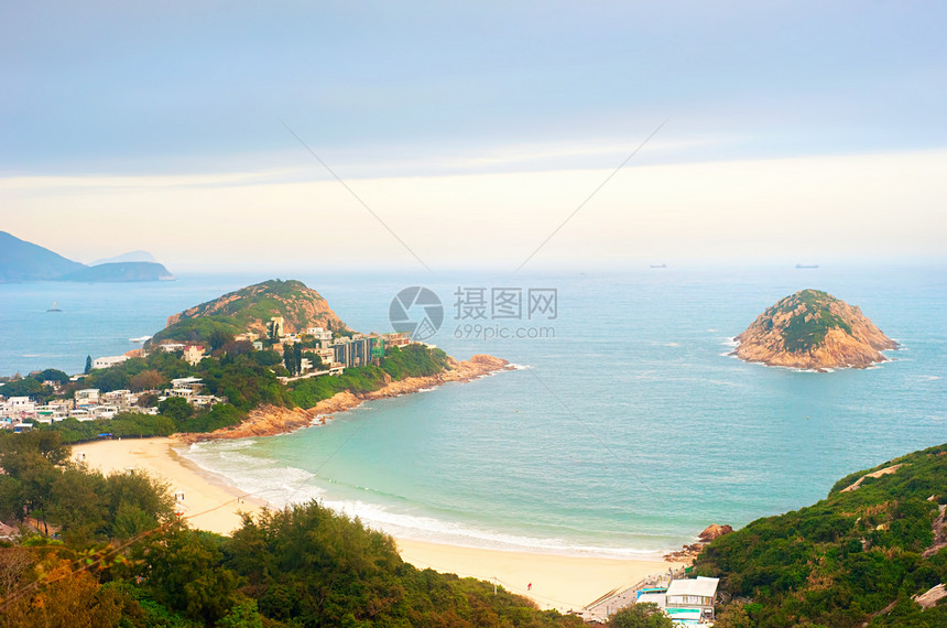 香港海滩树木天空建筑天气海洋建筑学旅行海浪太阳旅游图片