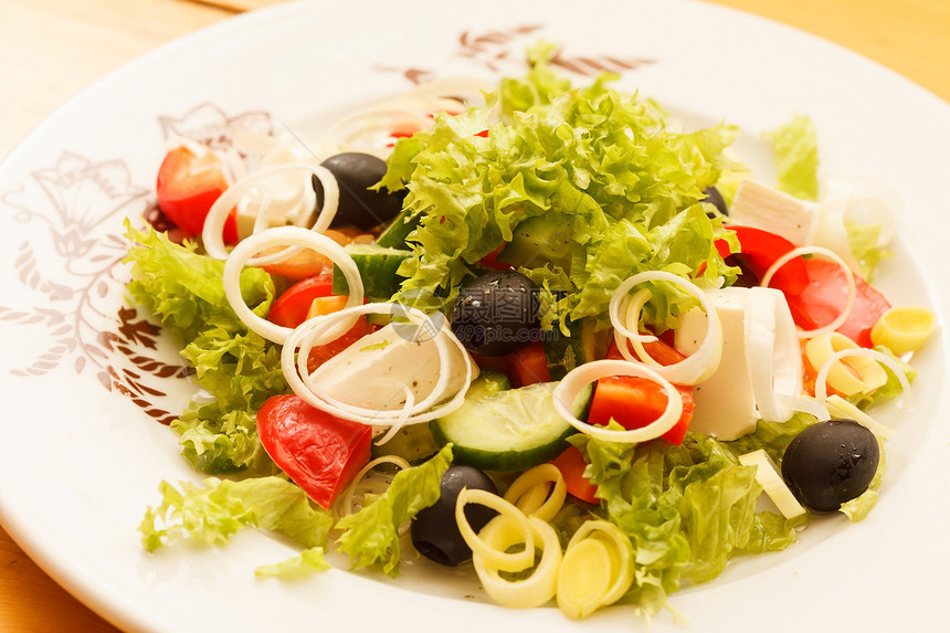 希腊沙拉蔬菜美食草药黄瓜辣椒健康饮食饮食葱头胡椒洋葱图片