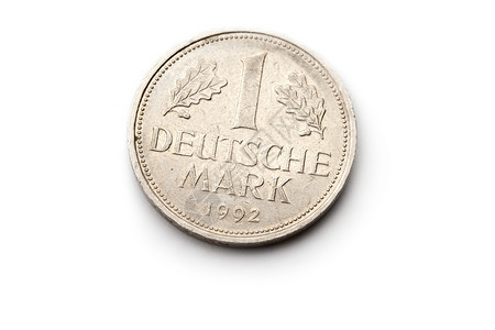 白背景孤立的旧德国硬币高清图片