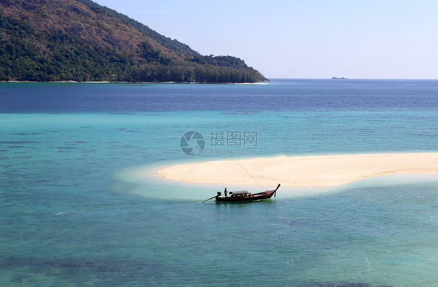 泰国利佩岛清水和蓝天空海洋支撑天空血管蓝色海景珊瑚热带天堂晴天图片