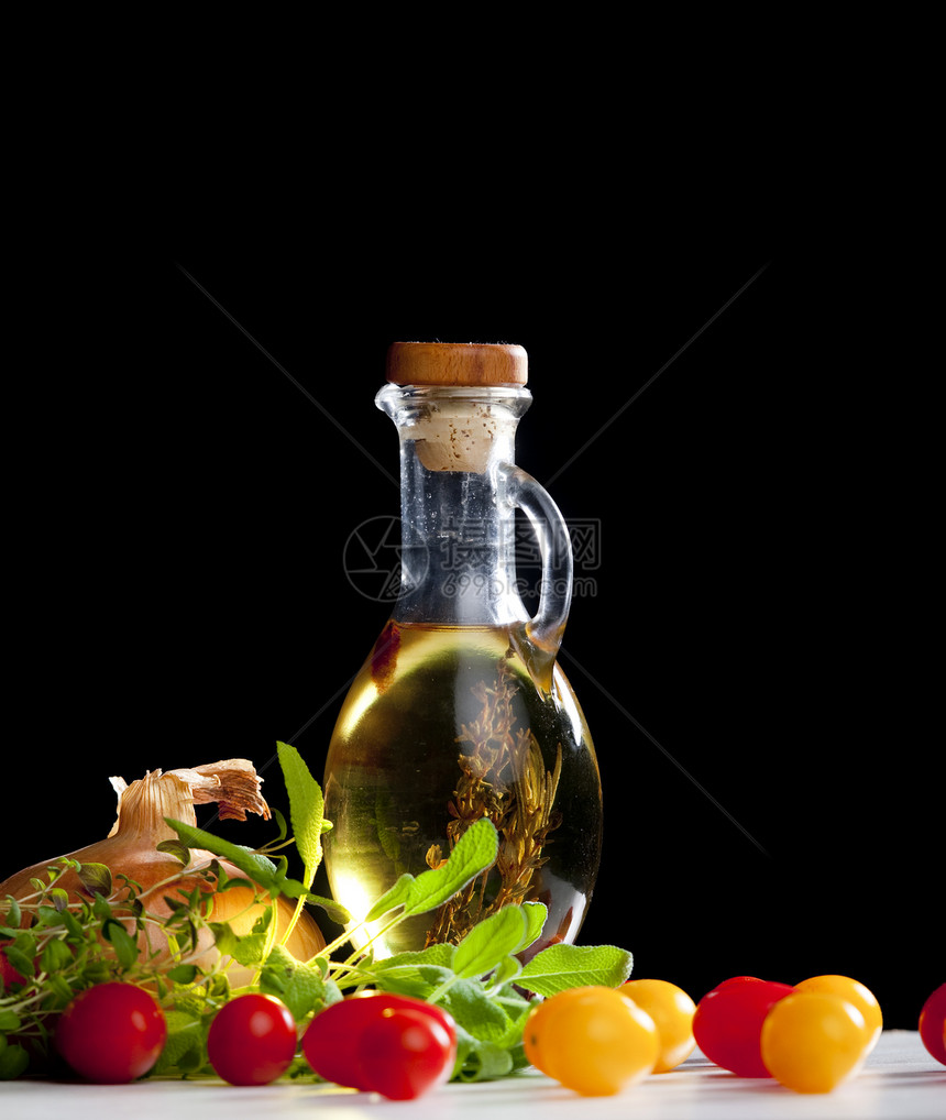 含橄榄油的蔬菜仍可生存维生素洋葱食品草本植物静物草药内饰食物营养图片