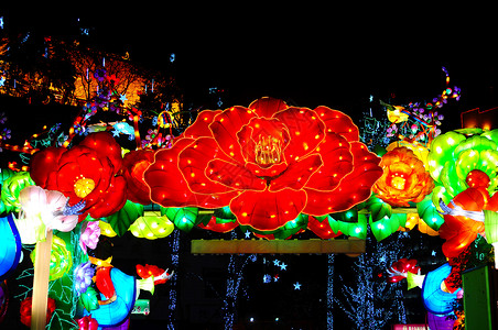 中国灯笼绿色展览旅行节日红色背景图片