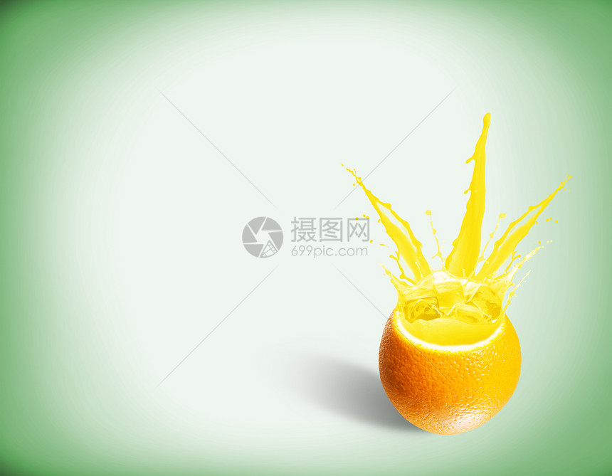 鲜橙汁和喷洒早餐液体饮料运动溪流美食生活水滴气泡果汁图片