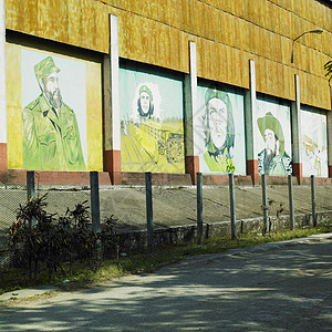 大腹木棉古巴格拉马省Ceiba Hueca政治壁画艺术宣传木棉墙壁绘画世界位置外观背景