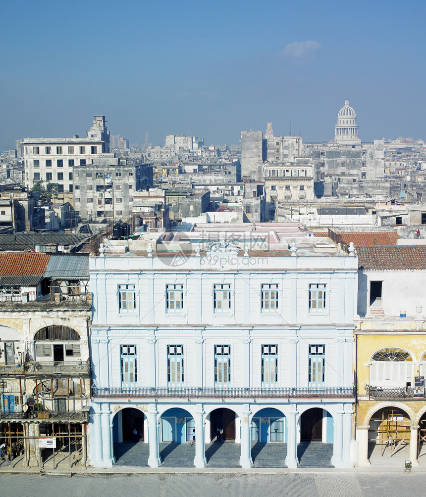 古巴旧哈瓦那Vieja广场鸟瞰图建筑物殖民外观建筑天线省会世界历史性建筑学图片