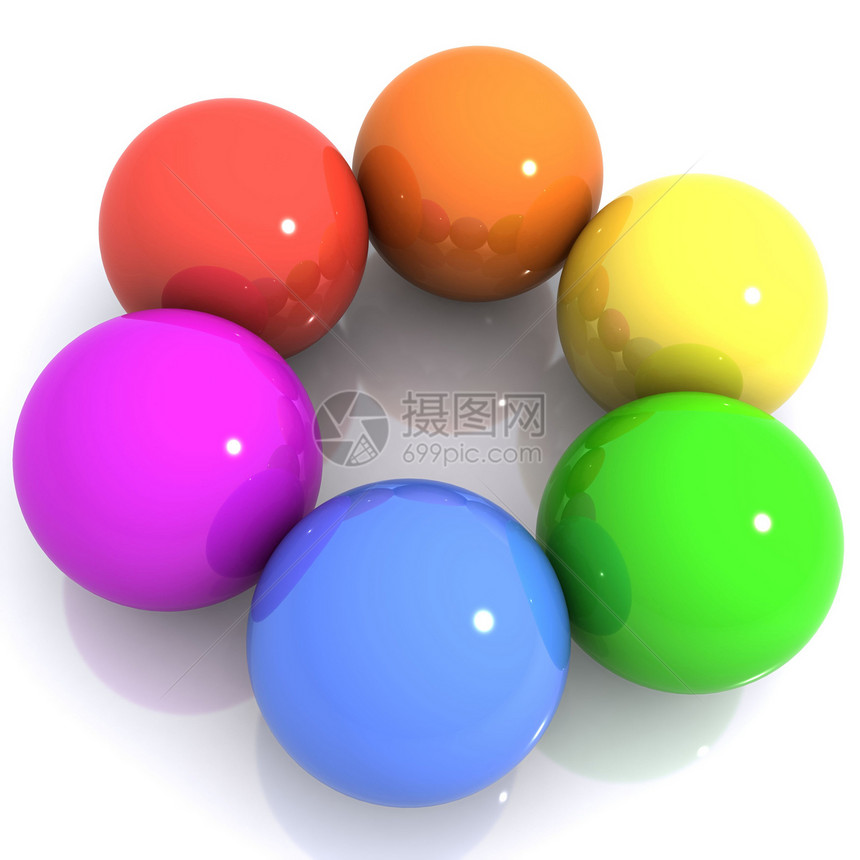 彩虹色收藏紫色反射圆圈绿色黄色蓝色红色光谱橙子图片