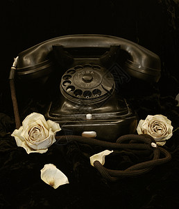 旧电话天鹅绒古董数字玫瑰黑色呼唤背景图片