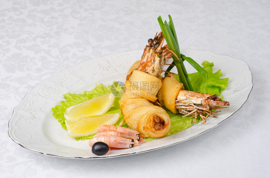 虾虾碗菜单烹饪食物尾巴国王美食橙子动物饮食市场图片