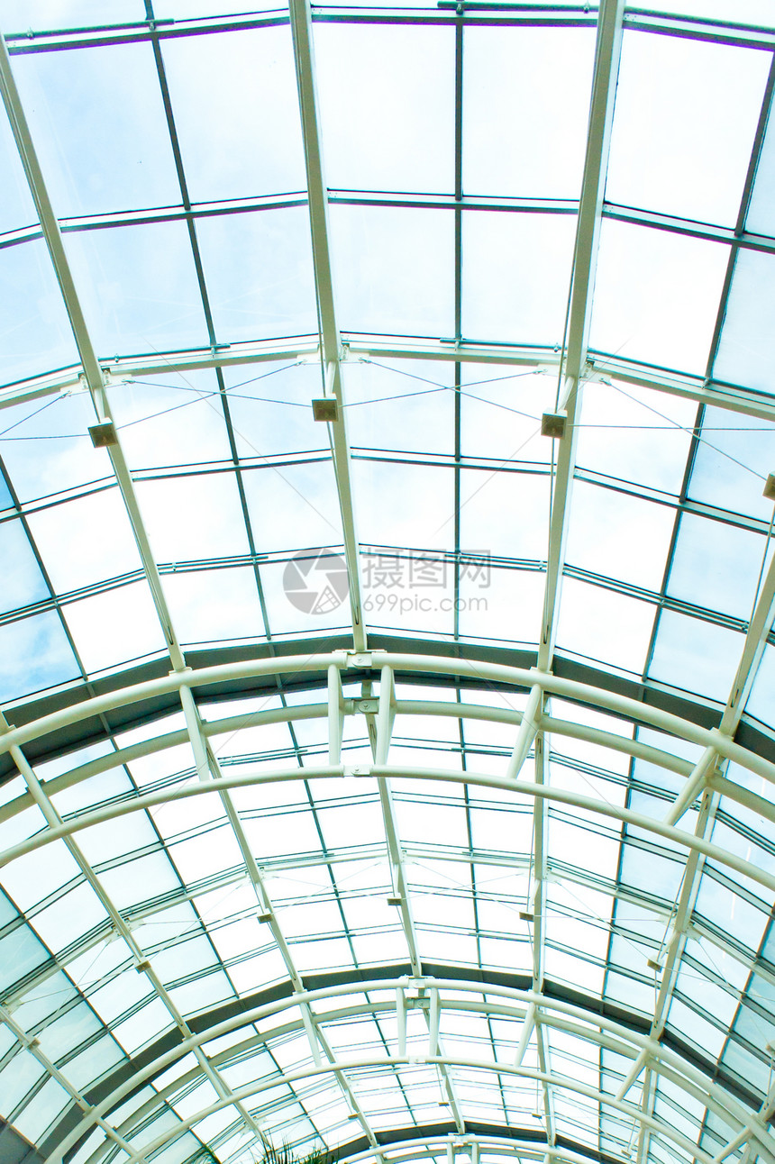 玻璃屋顶人行道建筑学隧道门厅车道画廊通道入口蓝色地面图片