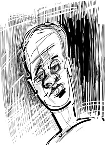 人脸的草图思考绘画插图男人男性白色沉思漫画黑色刷子背景图片