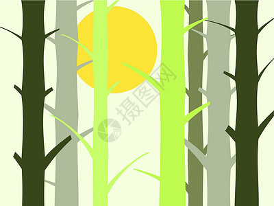 树和太阳背景插图背景图片