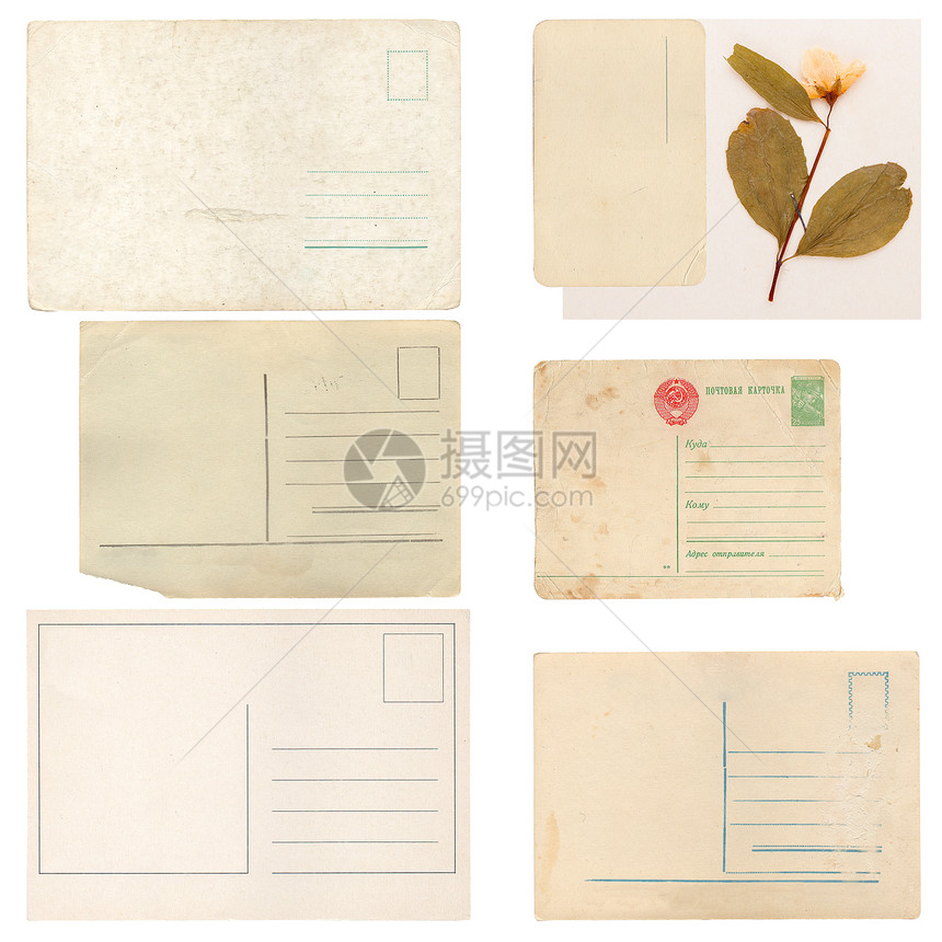 一套旧纸页 信封和卡片空白本馆废料剪贴簿邮政纸板标签白色床单邮票图片