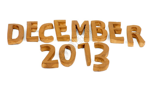 2013年12月棕色时间概念白色手工日历信件日期数字想法背景图片